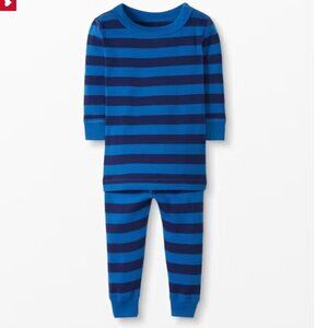 Hanna Andersson Kids Blue Organic Cotton Striped Long John Pajama Set Size 5